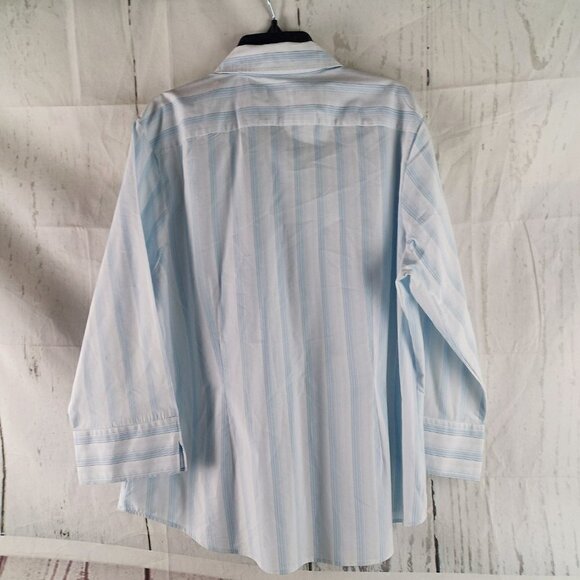 Lands'End Button Up Women Size 16R Cotton Blend Multicolor Striped Blouse Shirt - Picture 8 of 10